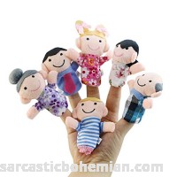 Tmrow 6Pcs Family Finger Puppets Cloth Doll Play Game Story Plush Gift People Includes Mom Dad Grandpa Grandma Brother Sister